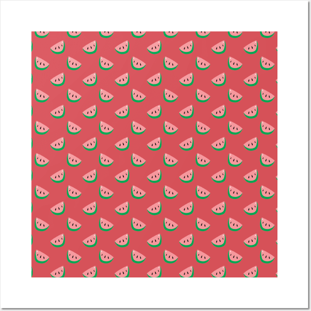 Pink Watermelon Slice Pattern Wall Art by saradaboru